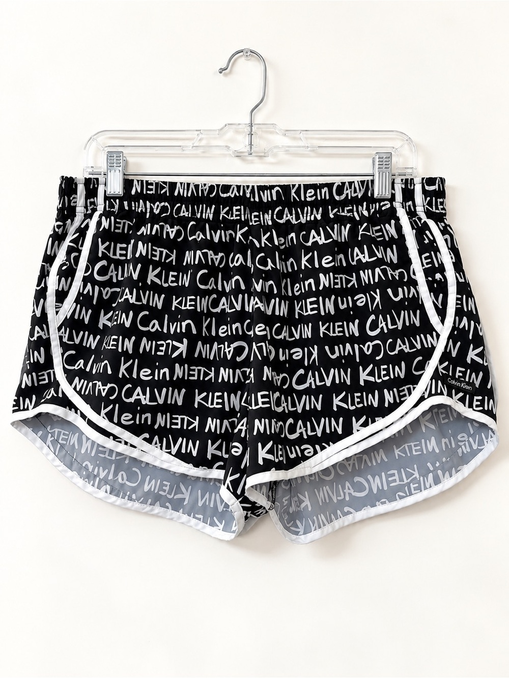 Calvin Klein Black Athletic Shorts with White Logo Print